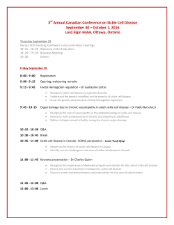 3 Annual Canadian Conference on Sickle Cell Disease September 30
