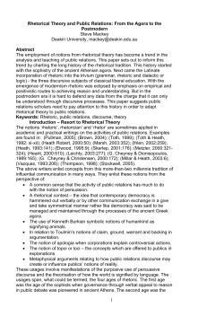 Rhetorical Theory and Public Relations