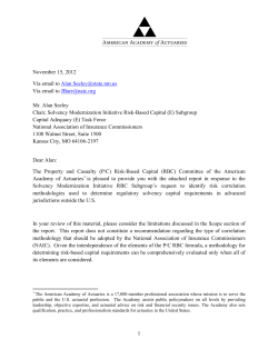 P/C RBC Committee Report on International Methodologies of Risk