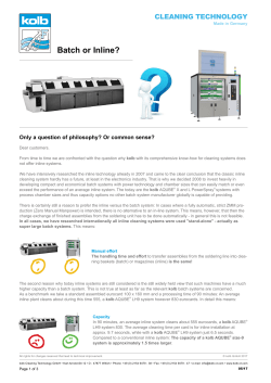 Batch or Inline? - Kolb Cleaning Technology GmbH