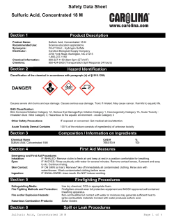 Safety Data Sheet Sulfuric Acid, Concentrated 18 M DANGER