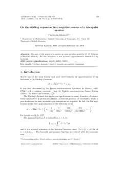 On the stirling expansion into negative powers of a triangular