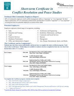 Short-term Certificate in Conflict Resolution and Peace Studies