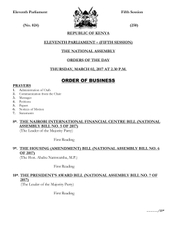 order of business - Parliament of Kenya