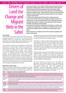 Drivers of Land Use Change and Migrant Birds in the Sahel