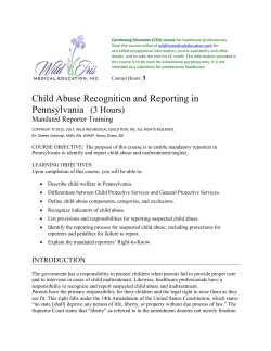 Child Abuse Recognition and Reporting