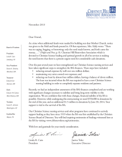 November 2013 Dear Friend, At a time when additional funds were