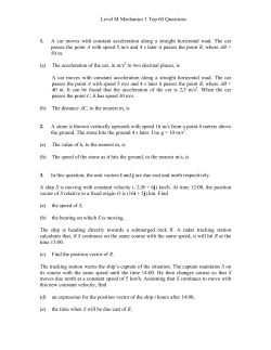 Level M Mechanics 1 Top 60 Questions 1. A car moves with constant