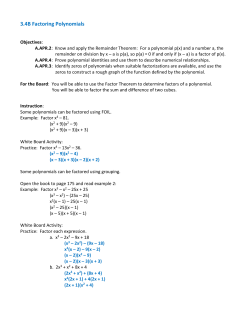 3.4B Factoring Polynomials