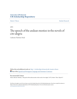 The speech of the andean mestizo in the novels of ciro alegria