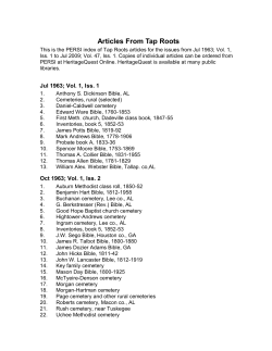 Articles From Tap Roots - GSofEA - The Genealogical Society of