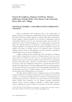 Francis D. Cogliano, Emperor of Liberty: Thomas Jefferson`s Foreign