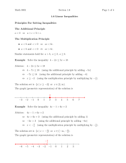 Math 0031 Section 1.6 Page 1 of 4 1.6 Linear Inequalities Principles