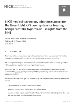 NICE medical technology adoption support for the GreenLight XPS