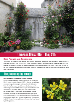 Lemesos Newsletter - May 2015 - Ambassadors in Tourism, Cyprus