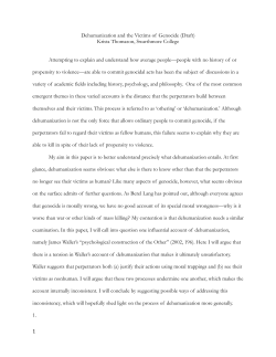 Dehumanization and the Victims of Genocide (Draft)