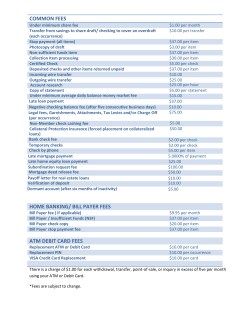 COMMON FEES HOME BANKING/ BILL PAYER FEES ATM DEBIT