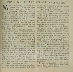 Why I Wrote the Yellow Wallpaper