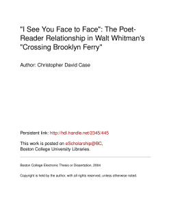 The Poet- Reader Relationship in Walt Whitman`s