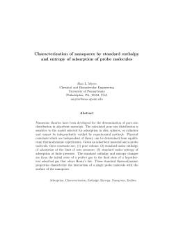 Characterization of nanopores by standard enthalpy and entropy of