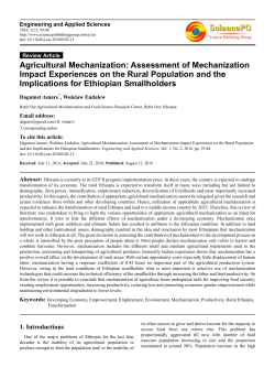 Agricultural Mechanization: Assessment of Mechanization Impact