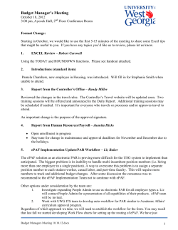Budget Manager`s Meeting - University of West Georgia