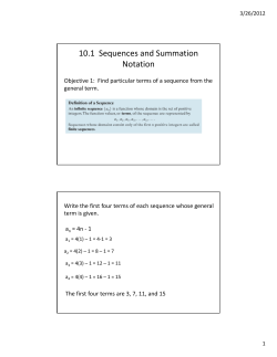 10.1 Sequences and Summation Notation