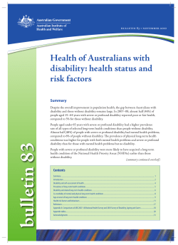 Health of Australians with disability: health status and risk factors