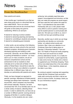 Nobel News 18 November 2016