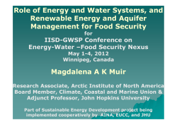 Role of Energy and Water Systems, and Renewable Energy and