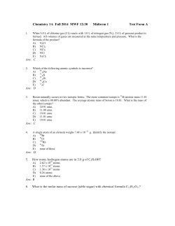 Chemistry 1A Fall 2014 MWF 12:30 Midterm 1 Test Form A