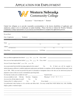 APPLICATION FOR EMPLOYMENT - Western Nebraska Community