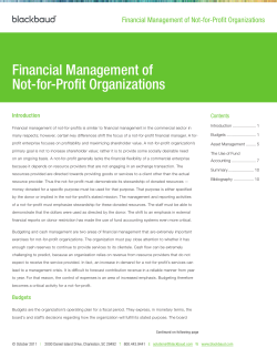 Financial Management of Not-for-Profit Organizations