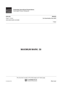 English - Specimen paper 2 - Mark scheme - 2018