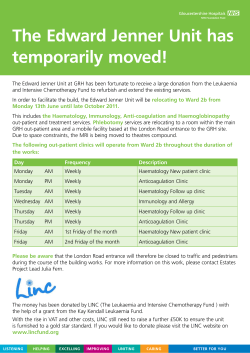 The Edward Jenner Unit has temporarily moved!