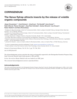 The Venus flytrap attracts insects by the release of volatile organic