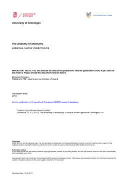 University of Groningen The anatomy of antonymy Lobanova