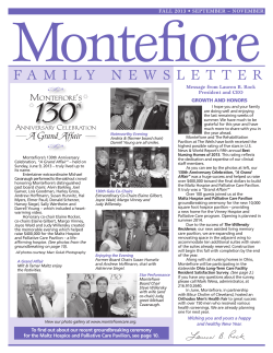 Montefiore Fall Newsletter 2013