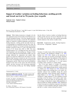 Impact of weather variation on feeding behaviour, nestling growth