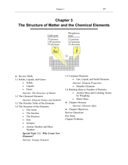 Chapter 3 The Structure of Matter and the Chemical Elements