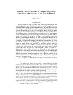 Holder v. Humanitarian Law Project: Redefining Free Speech