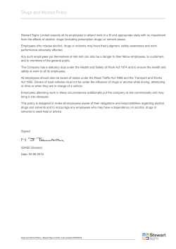 Drugs and Alcohol Policy