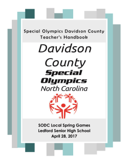 Special Olympics 2017 Spring Games Handbook