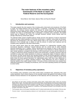 The main features of the monetary policy frameworks of the Bank of