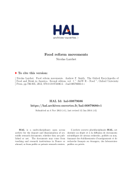 Food reform movements - HAL