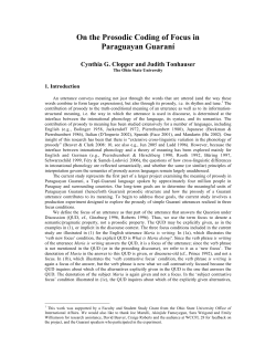 On the Prosodic Coding of Focus in Paraguayan Guaran&iacute;