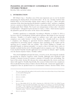 Pleading an Antitrust Conspiracy in a Post-Twombly Wolrd