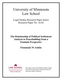 The Relationship of Political Settlement Analysis to Peacebuilding