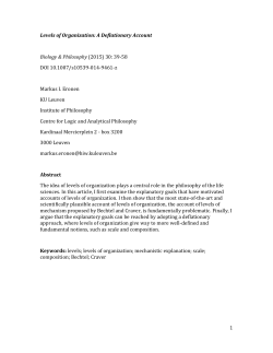 1 Levels of Organization: A Deflationary Account Biology