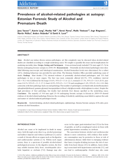 Prevalence of alcohol‐related pathologies at autopsy: Estonian